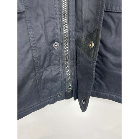 Kuhl Projekt Jacket Men's Size Large Navy Blue Hooded Pockets Faux Leather - Picture 12 of 16